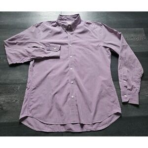 J Press Button Down Shirt Men L Purple Gingham Check Preppy Long Sleeve Cotton